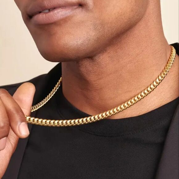 Golden stainless steel necklace 23.62 inches - Picture 1 of 7